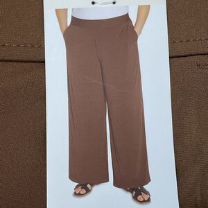 Three Dots Women's XL Wide Leg Pants Brown e0751